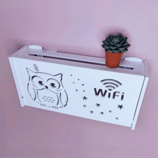 Полиця для роутера WiFi Сова та зірки 40*20*10 см Біла Полиця для роутера WiFi Сова та зірки 40*20*10 см Біла