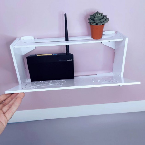 Полиця для роутера WiFi Сова та зірки 40*20*10 см Біла Полиця для роутера WiFi Сова та зірки 40*20*10 см Біла