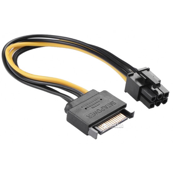 Кабель питания для видеокарт Value ATX 6pin - SATA 15pin 20 см (S0512) Кабель питания для видеокарт Value ATX 6pin - SATA 15pin 20 см (S0512)