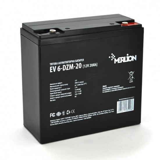 Тягова акумуляторна батарея Merlion 12V 20Ah M5 (EV 6-DZM-20) Тягова акумуляторна батарея Merlion 12V 20Ah M5 (EV 6-DZM-20)