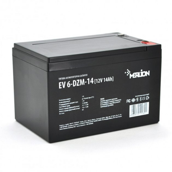 Тяговая аккумуляторная батарея Merlion 12V 14Ah M5 (EV 6-DZM-14) Тяговая аккумуляторная батарея Merlion 12V 14Ah M5 (EV 6-DZM-14)