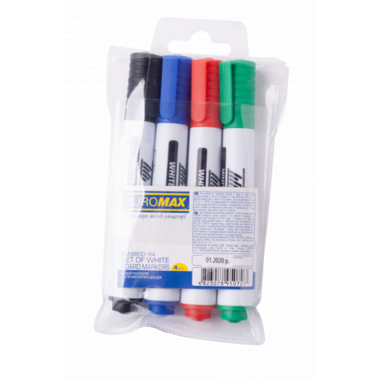 Комплект с 4-х маркеров для сухостираемых досок Buromax BM.8800-94 Комплект с 4-х маркеров для сухостираемых досок Buromax BM.8800-94