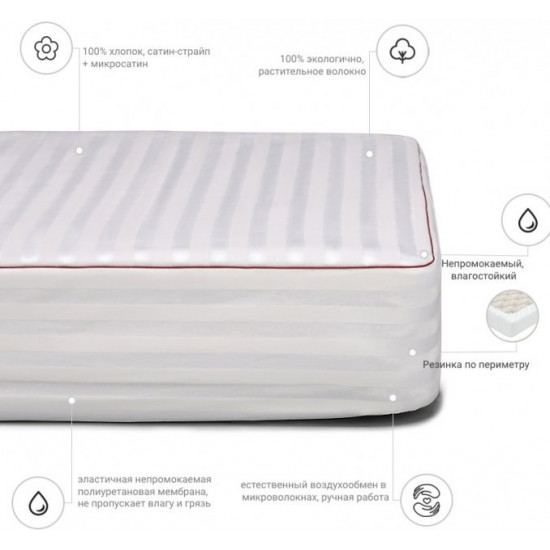 Наматрацник бавовняний MirSon DeLuxe Cotton 270 200x220 (2200000340726) Наматрацник бавовняний MirSon DeLuxe Cotton 270 200x220 (2200000340726)