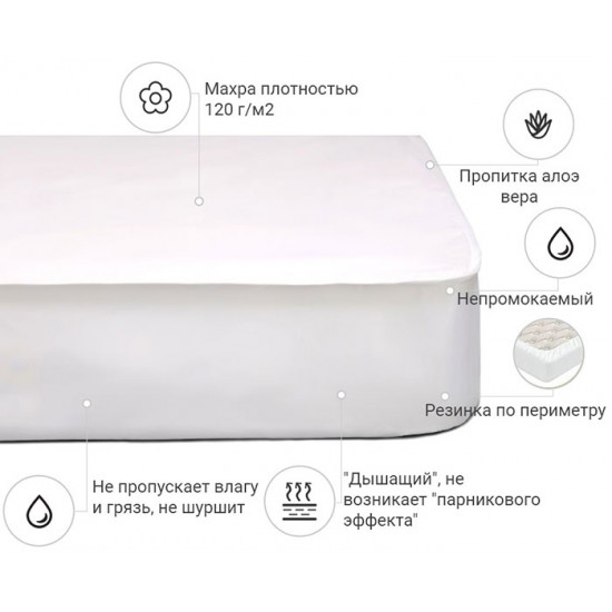 Наматрасник MirSon Terry Waterproof Aloe Vera 219 водонепроницаемый резинка по периметру 80x160 см (2200000369819) Наматрасник MirSon Terry Waterproof Aloe Vera 219 водонепроницаемый резинка по периметру 80x160 см (2200000369819)