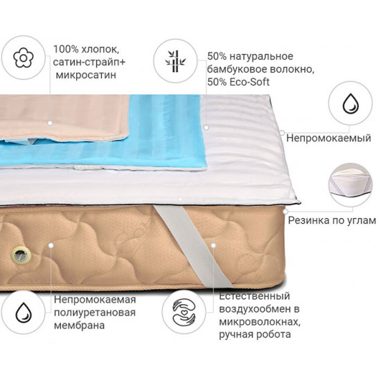 Наматрацник бамбуковий MirSon Carmela Bamboo Waterproof 287/2 100x200 (2200000375032) Наматрацник бамбуковий MirSon Carmela Bamboo Waterproof 287/2 100x200 (2200000375032)