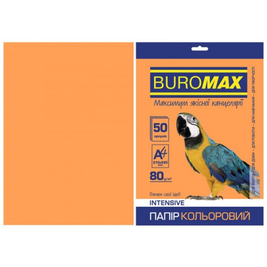 Папір кольоровий А4 Buromax INTENSIV 80гм2 оранжевий 50л. (BM.2721350-11) Папір кольоровий А4 Buromax INTENSIV 80гм2 оранжевий 50л. (BM.2721350-11)