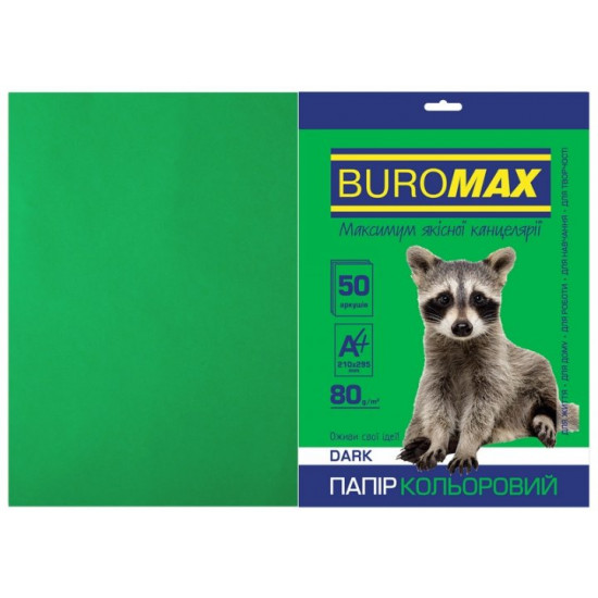 Папір кольоровий А4 Buromax DARK 80гм2 темно-зелений 50л. (BM.2721450-04) Папір кольоровий А4 Buromax DARK 80гм2 темно-зелений 50л. (BM.2721450-04)