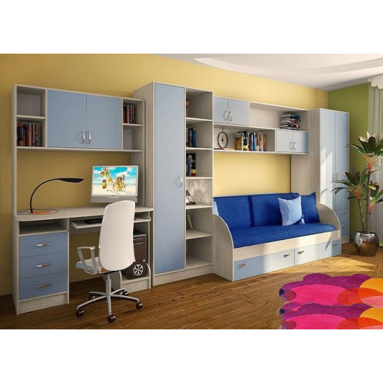 Дитяча кімната KidsBunkBed K-006 дуб молочний блакит 1940х650х850 мм Дитяча кімната KidsBunkBed K-006 дуб молочний блакит 1940х650х850 мм