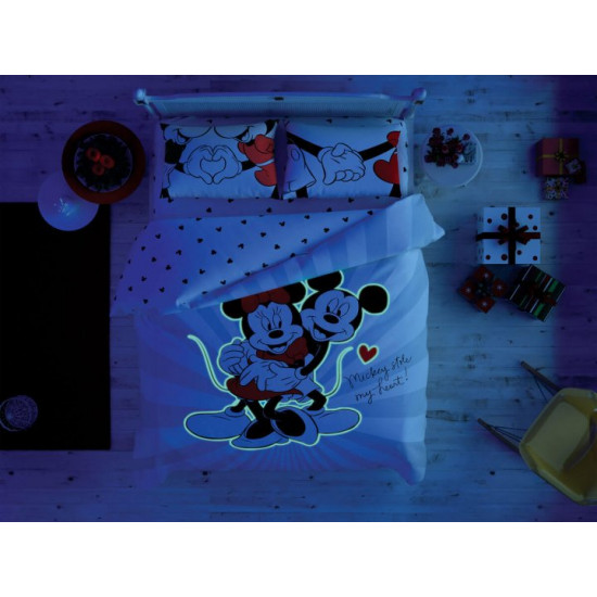 Двоспальний Євро комплект TAC Disney M&M Love Day Ранфорс+світиться у темряві Двоспальний Євро комплект TAC Disney M&M Love Day Ранфорс+світиться у темряві