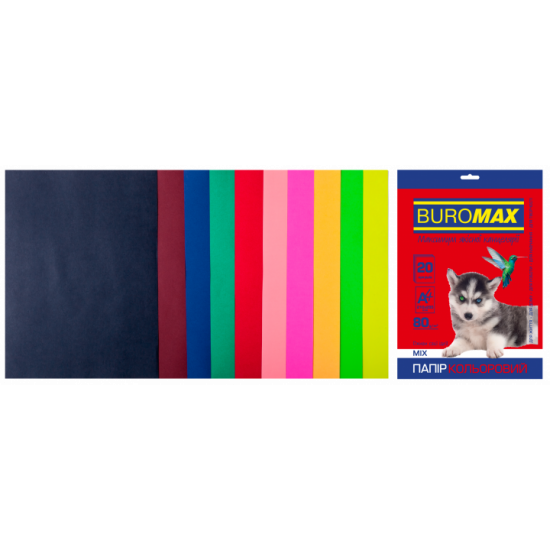 Набор цветной бумаги Buromax Dark+Neon А4 20 л (BM272102099) Набор цветной бумаги Buromax Dark+Neon А4 20 л (BM272102099)