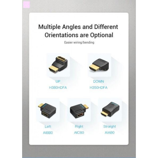 Перехідник Vention HDMI Male to Female Adapter 90° Degree Правий (AIBBO)