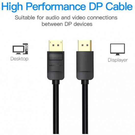 Кабель Vention DisplayPort v1.2 2 м Black (HACBH)