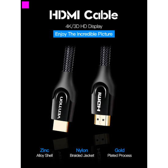 Кабель Vention HDMI-HDMI, 2 м v2.0 (VAA-B05-B200) (43387920) Кабель Vention HDMI-HDMI, 2 м v2.0 (VAA-B05-B200) (43387920)