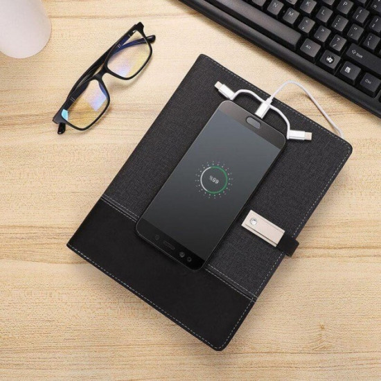 Смарт-блокнот с беспроводной зарядкой Powerbank 8000 мАч и флешкой 16 Гб Темно-серый Смарт-блокнот с беспроводной зарядкой Powerbank 8000 мАч и флешкой 16 Гб Темно-серый