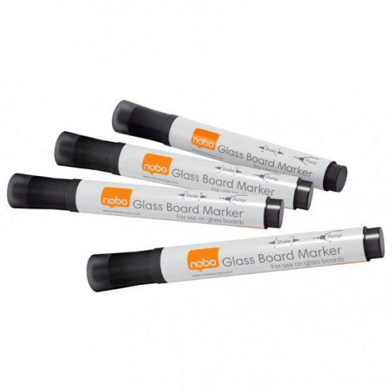  Набор маркеров Nobo Glass Whiteboard Marker 4 штуки черные (1905322)