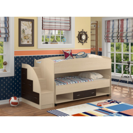 Двоярусне ліжко KidsBunkBed K-061 венге світлий зелена вода 243х94х115 см Двоярусне ліжко KidsBunkBed K-061 венге світлий зелена вода 243х94х115 см