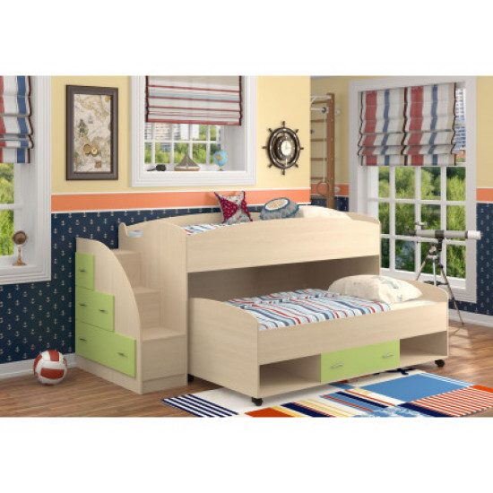 Двоярусне ліжко KidsBunkBed K-061 венге світлий зелена вода 243х94х115 см Двоярусне ліжко KidsBunkBed K-061 венге світлий зелена вода 243х94х115 см