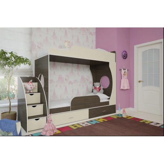 Двоярусне ліжко KidsBunkBed K-048 венге темний венге світлий 864х1790х2468 мм Двоярусне ліжко KidsBunkBed K-048 венге темний венге світлий 864х1790х2468 мм