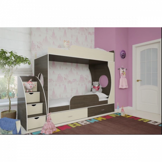 Двоярусне ліжко KidsBunkBed K-048 венге темний венге світлий 864х1790х2468 мм Двоярусне ліжко KidsBunkBed K-048 венге темний венге світлий 864х1790х2468 мм