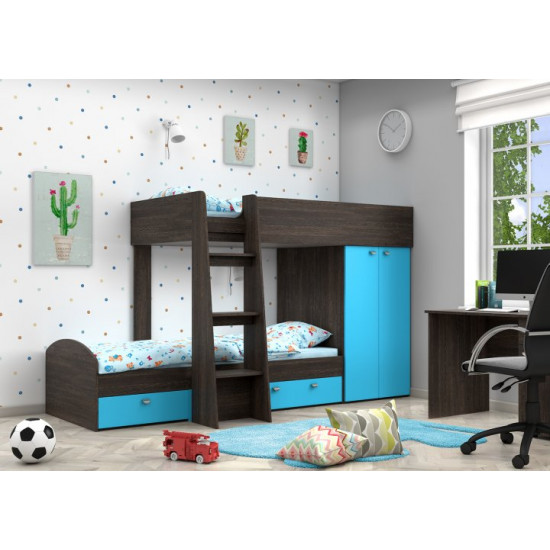 Двоярусне ліжко KidsBunkBed K-066 венге + дуб молочний 1560х1270х2710 мм
