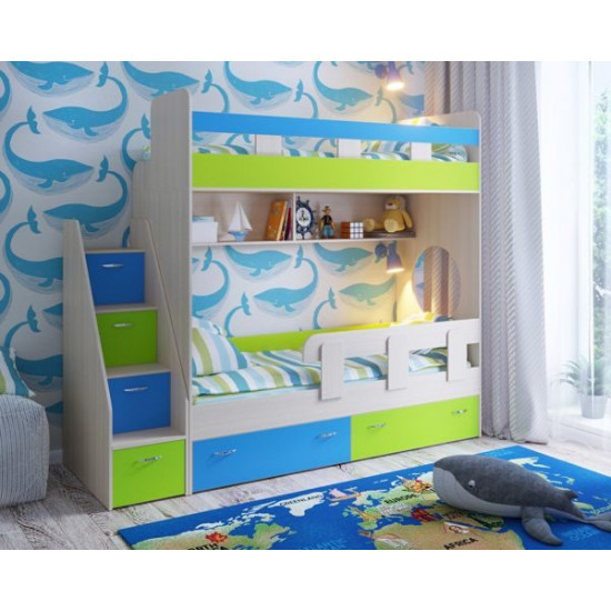 Двоярусне ліжко KidsBunkBed K-022 дуб сонома білий 2332х832х2016 мм Двоярусне ліжко KidsBunkBed K-022 дуб сонома білий 2332х832х2016 мм