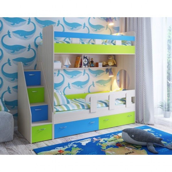 Двоярусне ліжко KidsBunkBed K-022 дуб сонома білий 2332х832х2016 мм Двоярусне ліжко KidsBunkBed K-022 дуб сонома білий 2332х832х2016 мм