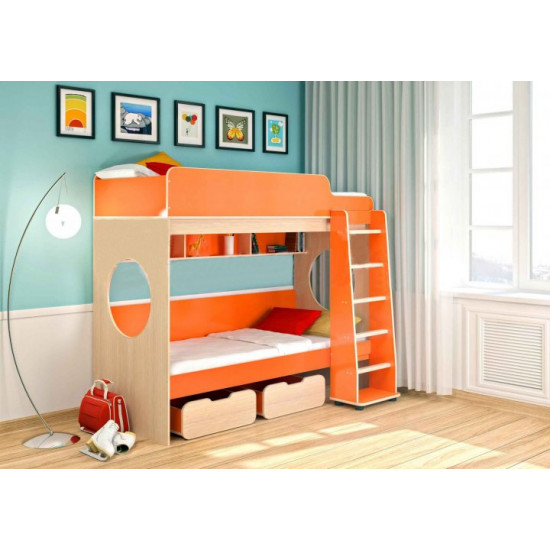 Двоярусне ліжко KidsBunkBed K-079 дуб молочний 1952 × 1146 × 1675 мм