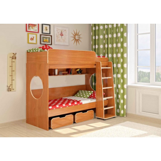 Двоярусне ліжко KidsBunkBed K-079 дуб молочний 1952 × 1146 × 1675 мм