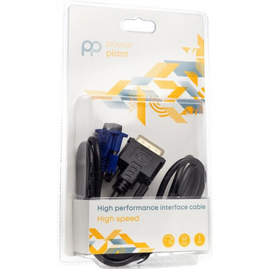 Відеокабель PowerPlant DVI-I (24+5) (M) - VGA (M) 1 м Чорний (CA911981) Відеокабель PowerPlant DVI-I (24+5) (M) - VGA (M) 1 м Чорний (CA911981)