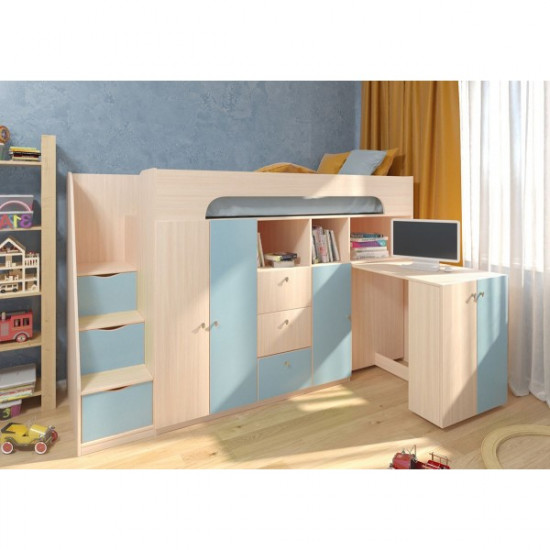 Низьке ліжко-горище KidsBunkBed K-009 дуб молочний блакит 2342х842(+800)х1430 мм Низьке ліжко-горище KidsBunkBed K-009 дуб молочний блакит 2342х842(+800)х1430 мм