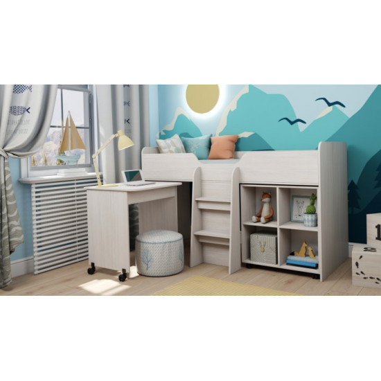 Низьке ліжко-горище KidsBunkBed K-0033 дуб молочний 1840х1034х1105 мм Низьке ліжко-горище KidsBunkBed K-0033 дуб молочний 1840х1034х1105 мм