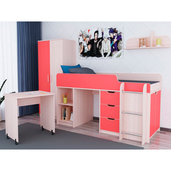 Низьке ліжко-горище KidsBunkBed K-0032 дуб сонома білий 2056х832х1070 см Низьке ліжко-горище KidsBunkBed K-0032 дуб сонома білий 2056х832х1070 см