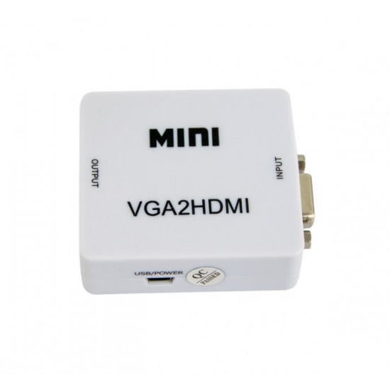 Перехідник з VGA на HDMI зі звуком MiNi VGA2HDMI Білий (VS7004213) Перехідник з VGA на HDMI зі звуком MiNi VGA2HDMI Білий (VS7004213)