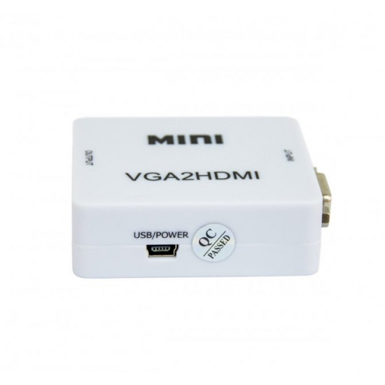 Перехідник з VGA на HDMI зі звуком MiNi VGA2HDMI Білий (VS7004213) Перехідник з VGA на HDMI зі звуком MiNi VGA2HDMI Білий (VS7004213)