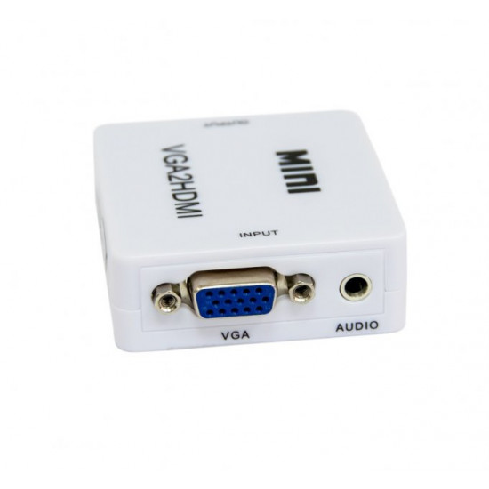 Перехідник з VGA на HDMI зі звуком MiNi VGA2HDMI Білий (VS7004213) Перехідник з VGA на HDMI зі звуком MiNi VGA2HDMI Білий (VS7004213)