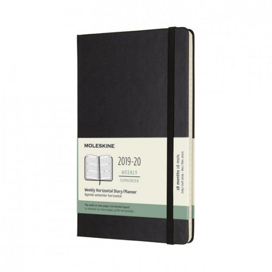 Щотижневик Moleskine Горизонтальний 2019-2020 середній Чорний (8058647629568) Щотижневик Moleskine Горизонтальний 2019-2020 середній Чорний (8058647629568)