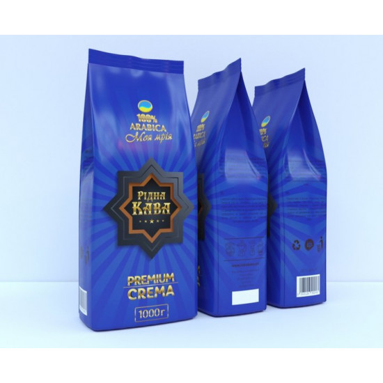 Кава в зернах Рідна Кава Premium Crema 1 кг. Кава в зернах Рідна Кава Premium Crema 1 кг.