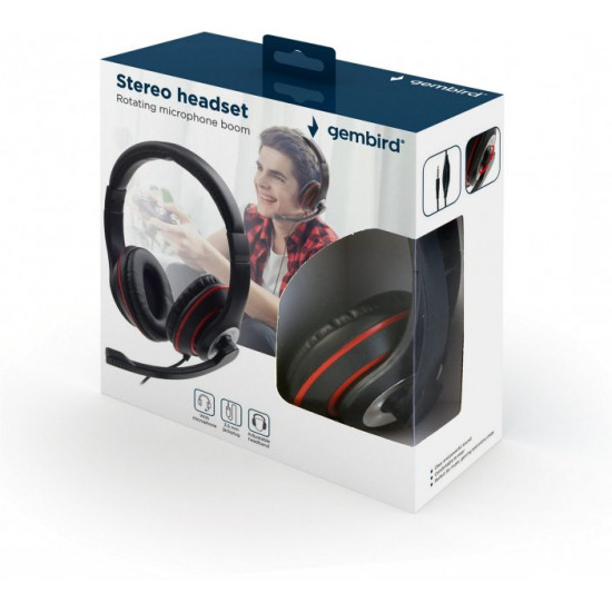 Наушники с микрофоном Gembird MHS-03-BKRD Наушники с микрофоном Gembird MHS-03-BKRD