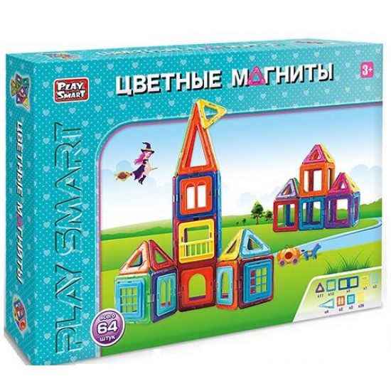 Магнітний конструктор Play Smart Будиночок 64 деталі(90538) Магнітний конструктор Play Smart Будиночок 64 деталі(90538)