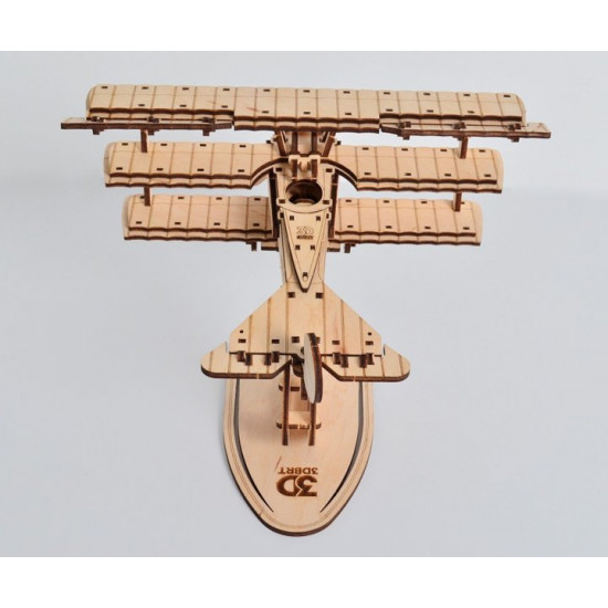 Літак БРТ Дерев'яний конструктор Fokker Dr.1 бежевий