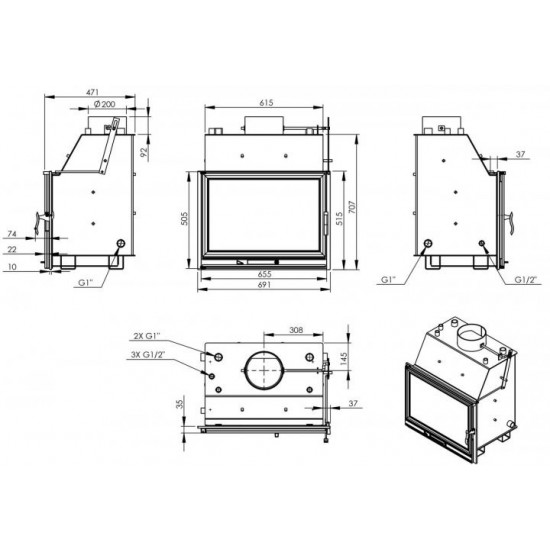 Камінна топка Nordflam LB 800 PW 15 кВт Камінна топка Nordflam LB 800 PW 15 кВт