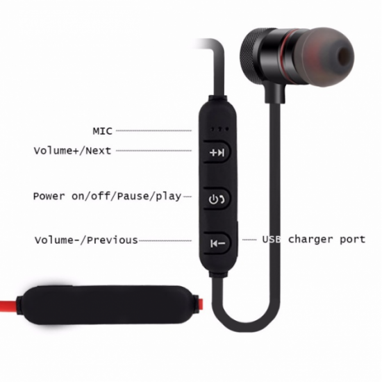 Беспроводные вакуумные наушники-гарнитура bluetooth с микрофоном с магнитной фиксацией XT-6 Черные Беспроводные вакуумные наушники-гарнитура bluetooth с микрофоном с магнитной фиксацией XT-6 Черные