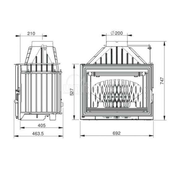 Камінна топка UNIFLAM 700 LUX із шибером Камінна топка UNIFLAM 700 LUX із шибером