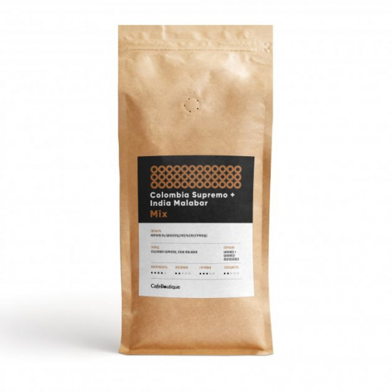 Кава в зернах CafeBoutique Colombia Supremo + India Malabar 1 кг Кава в зернах CafeBoutique Colombia Supremo + India Malabar 1 кг