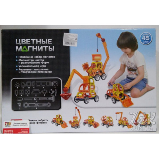 Конструктор магнітний Транспорт Play Smart 45 деталей 2428 Конструктор магнітний Транспорт Play Smart 45 деталей 2428