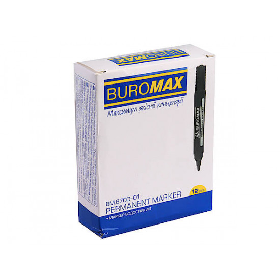 Маркер водостойкий, черный (12 штук в упаковке) Buromax (BM.8700-01) Маркер водостойкий, черный (12 штук в упаковке) Buromax (BM.8700-01)