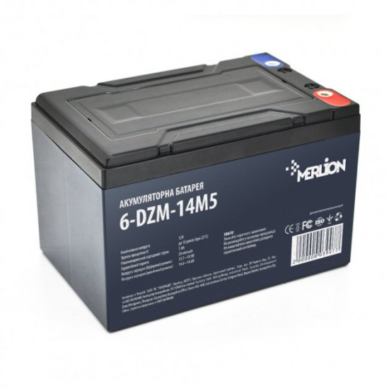 Тягова акумуляторна батарея AGM Merlion 12V 14Ah M5 (6-DZM-14) Тягова акумуляторна батарея AGM Merlion 12V 14Ah M5 (6-DZM-14)