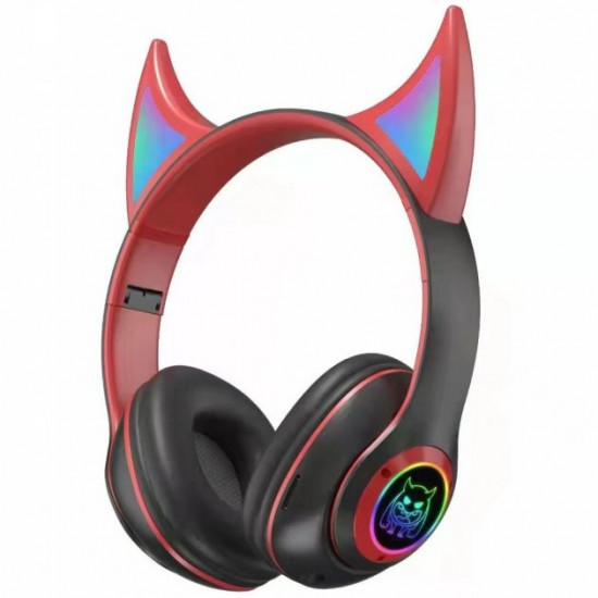 Беспроводные детские Наушники с Ушками с подсветкой с MicroSD Ear STN-25 Bluetooth Красные Беспроводные детские Наушники с Ушками с подсветкой с MicroSD Ear STN-25 Bluetooth Красные