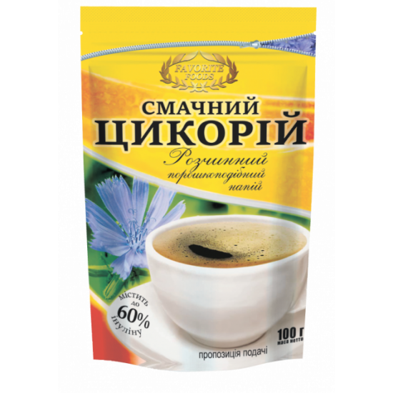 Напиток Вкусний Цикорий FAVORITE FOODS растворимый порошкообразный 100 г. 4820172250135 Напиток Вкусний Цикорий FAVORITE FOODS растворимый порошкообразный 100 г. 4820172250135