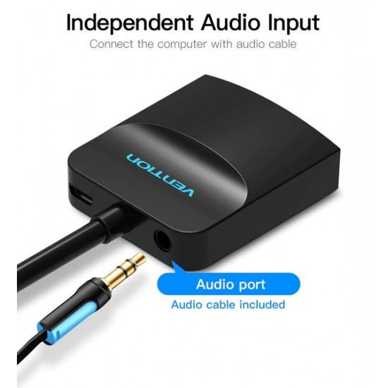 Перехідник Vention VGA-HDMI, 0.2 m, зі звуком та живленням (ACNBB)